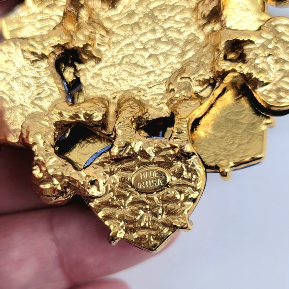 Oscar de la Renta Cobalt Blue Swarovski Crystal Flower Statement Necklace - Picture 12 of 14